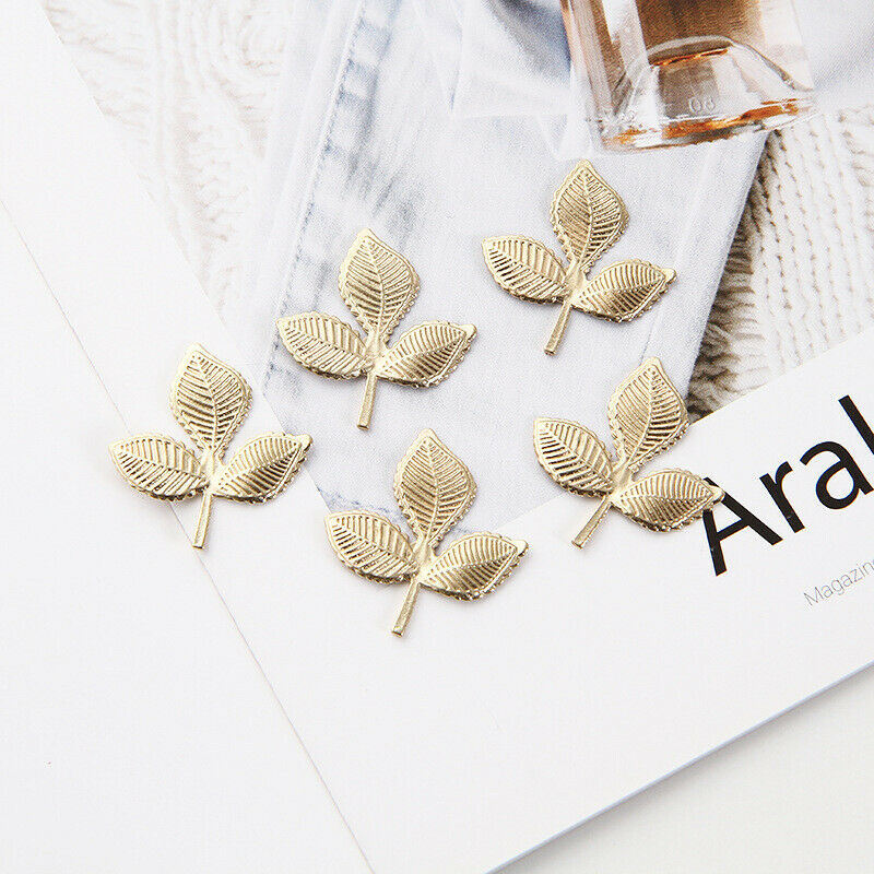 10 Pieces Retro DIY Golden Leaves Alloy Material Three Leaves Women Accessories
