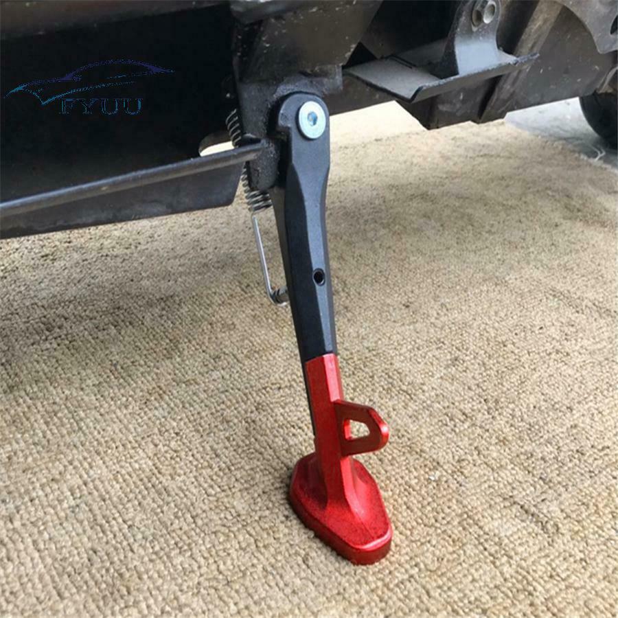 250MM Motorcycle CNC Alloy Single Side Stand Leg Kickstand Supporter Black+Red
