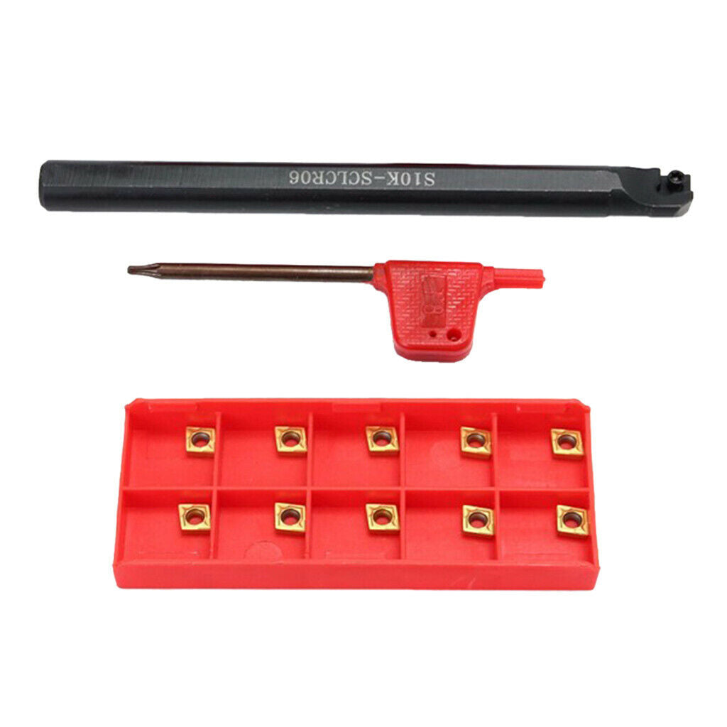 S10K-SCLCR06 Lathe Turning Tool Holder Kit with 10x CCMT060204 Inserts