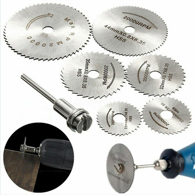 7pcs Metal Circular Saw Disc High Speed Steel Wheel Blades Shank Mini Saw Bla FT