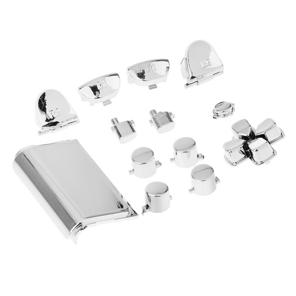 2 Kit Replacement Chrome Plating Buttons and Touchpad for PS4 Controller