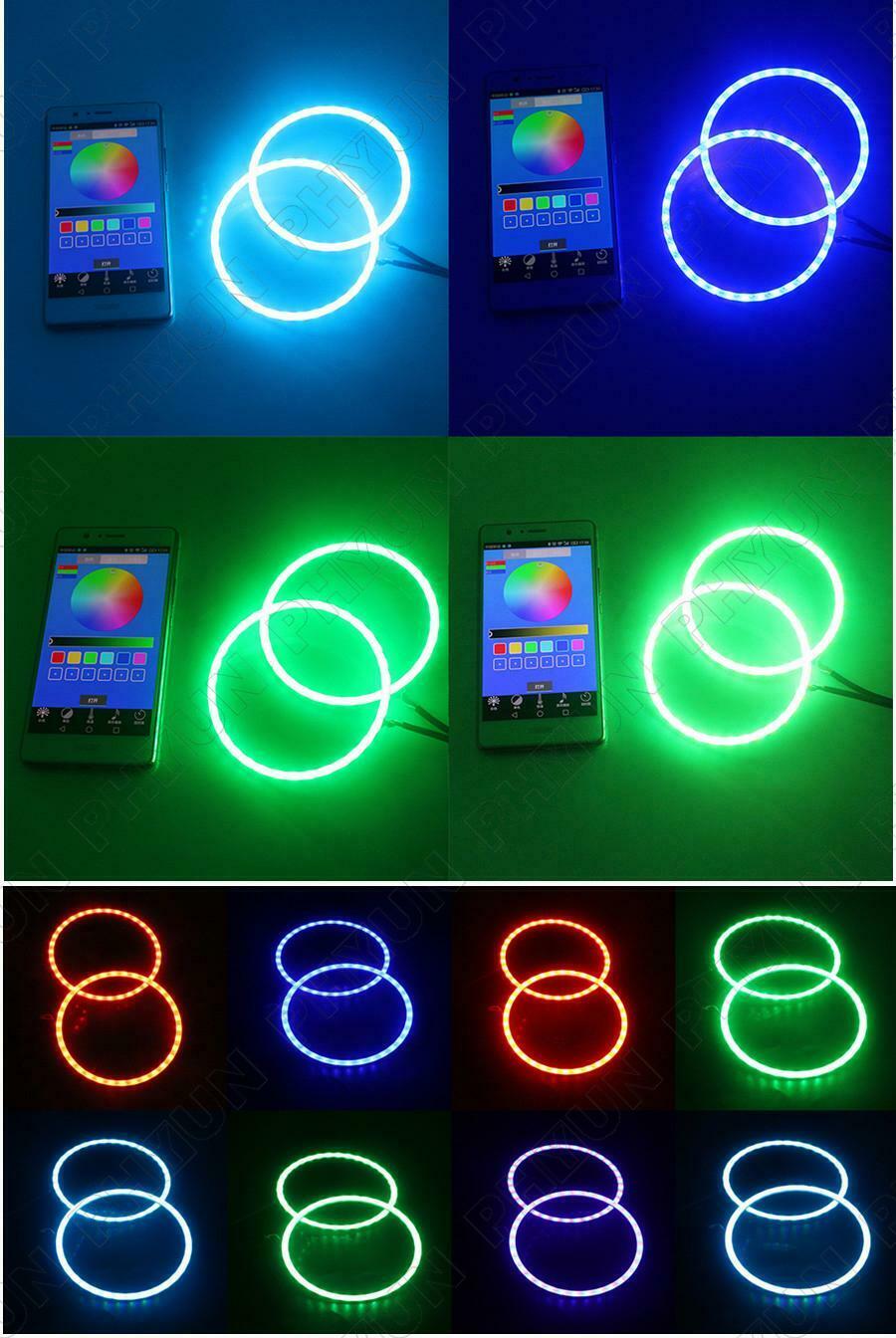 2x 80mm Angel Eyes RGB Headlight Halo Rings For Car Scooter Motorcycle Universal