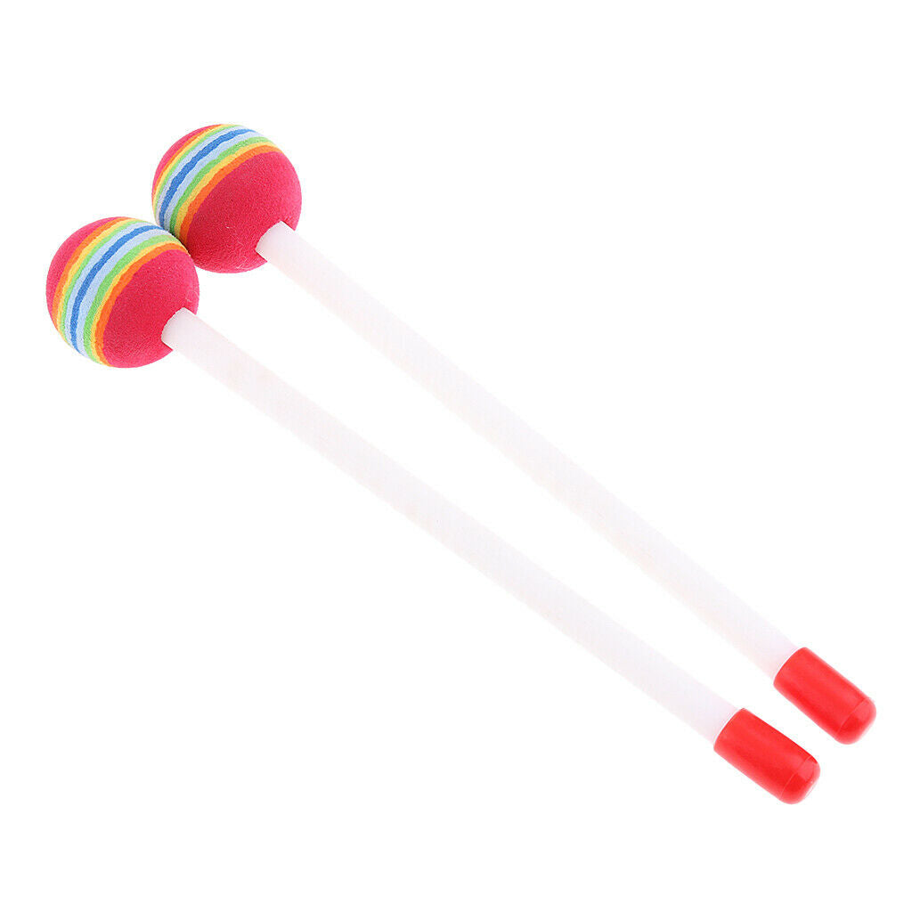 2x Children Percussion Lollipop Head Drum Hammers Sticks Learning Gift