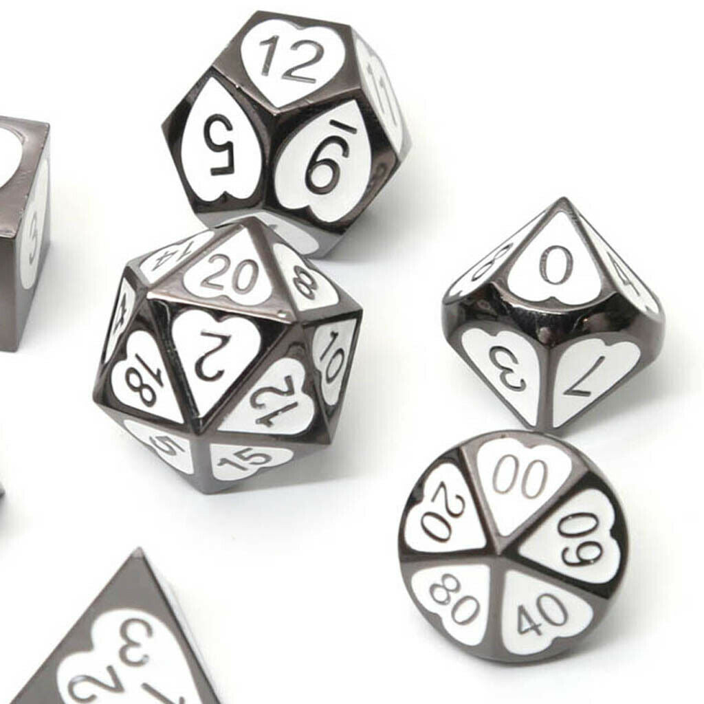7x Solid Metal Multi Side Numeral Dice for Role Play Casino Toys Supplies 07