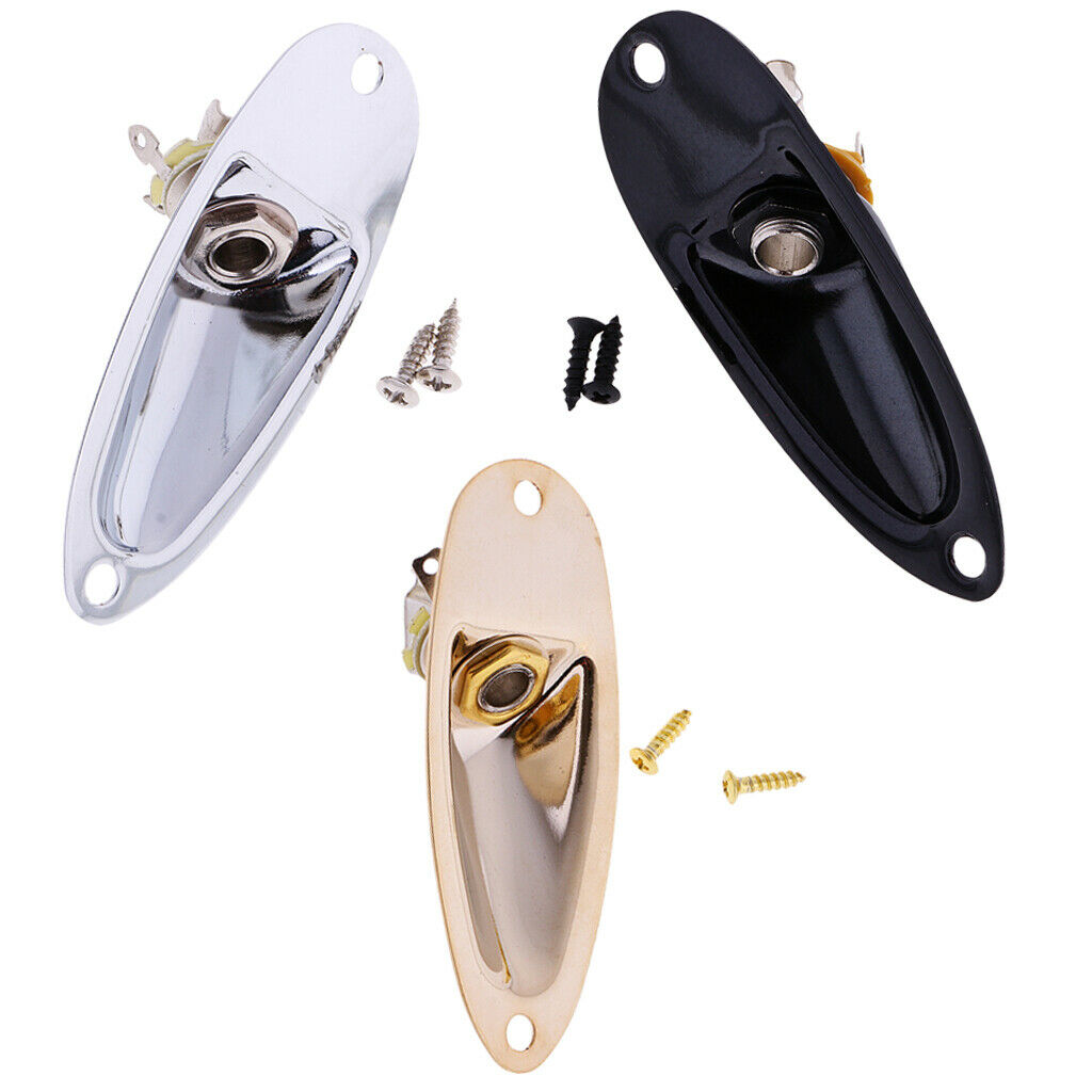 3pcs Boat Shape Output Jack Socket Plate with Screws for  ST Guitar