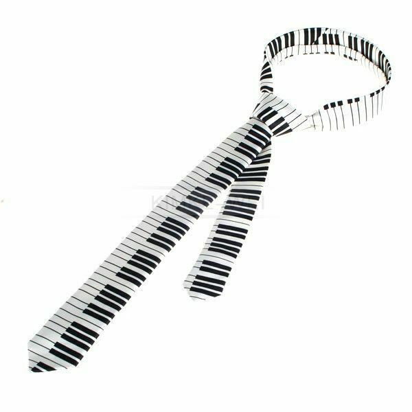 2x Black & White Piano Keyboard Keys Necktie Tie New