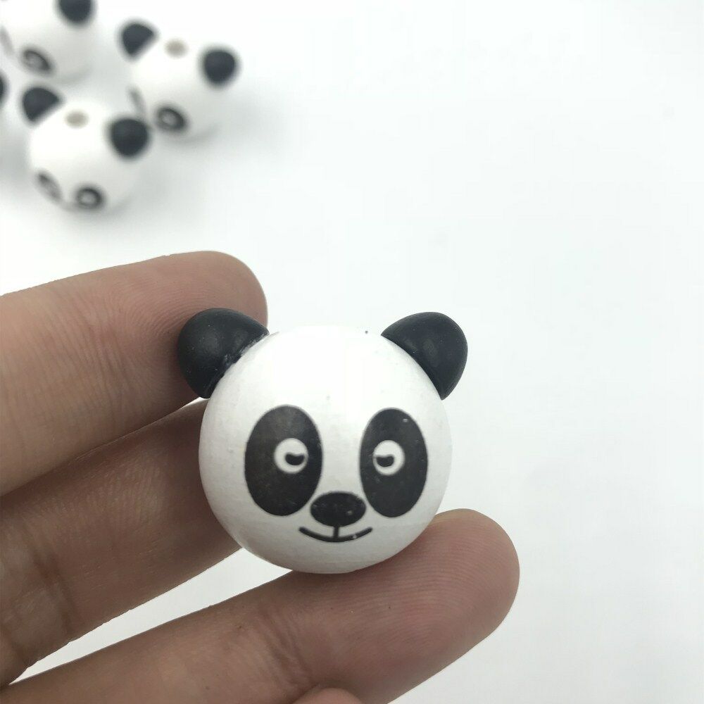 10pcs Wooden Round panda Loose Beads Beaded Baby Pacifier Clip making