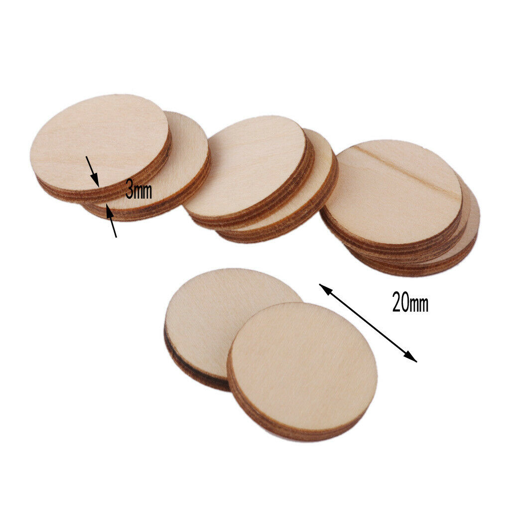 4X Set of 100 Unfinished Wooden Round Discs Slices Scrapbooking DIY Buttons