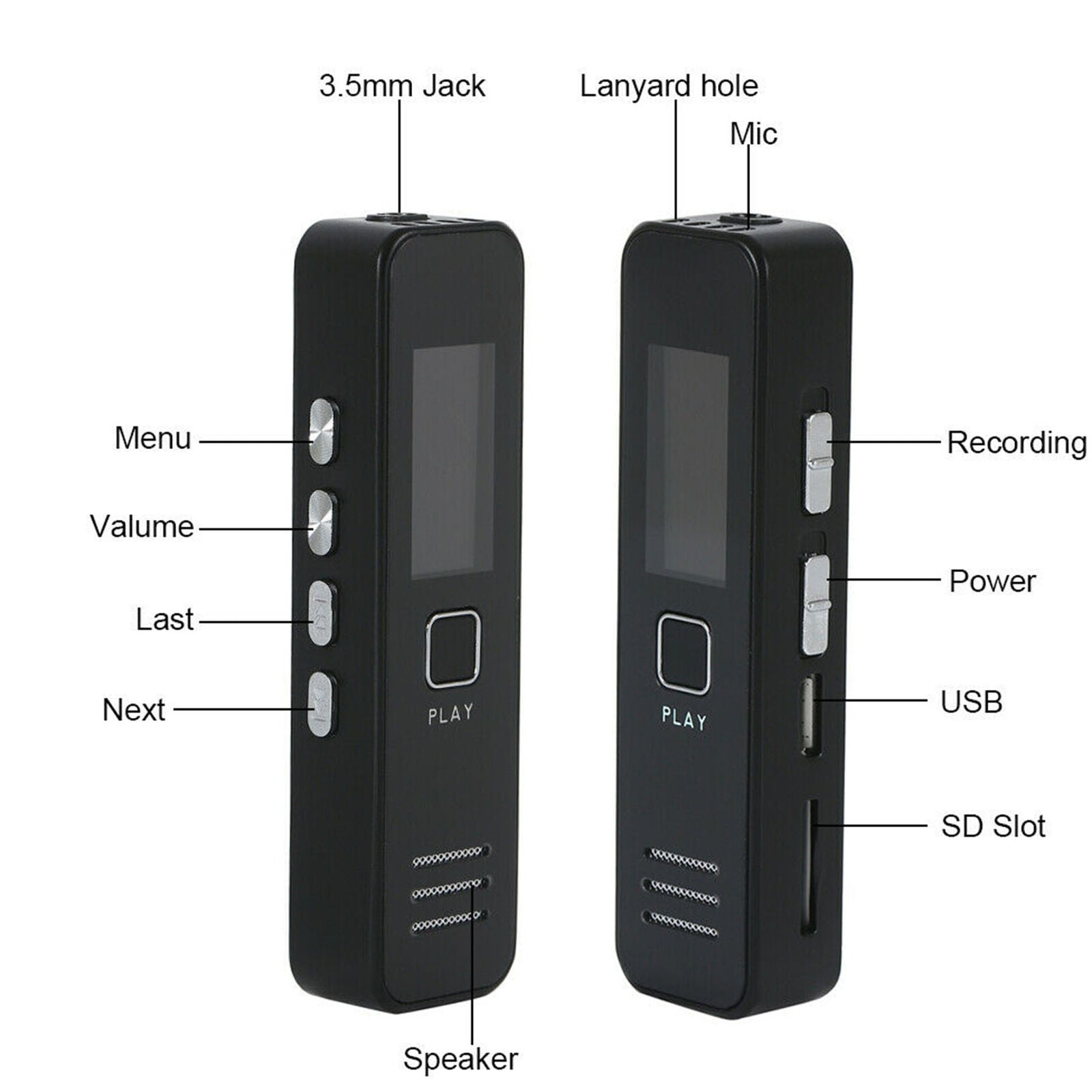 Digital Voice Audio Sound Recorder MP3 Player Dictaphone Noise Reduction 32GB