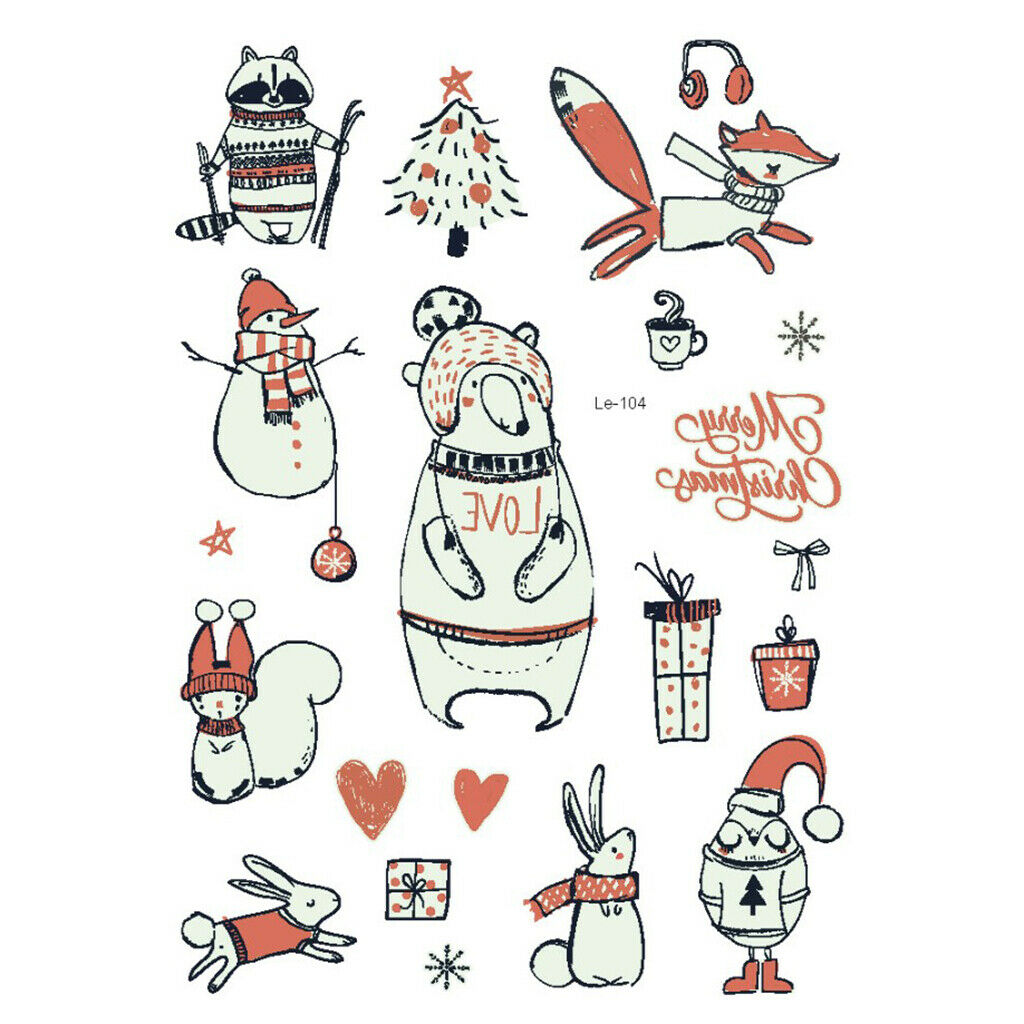 Pieces Stickers Christmas Snowman Santa Elk Letters Water Transfer Decals 03