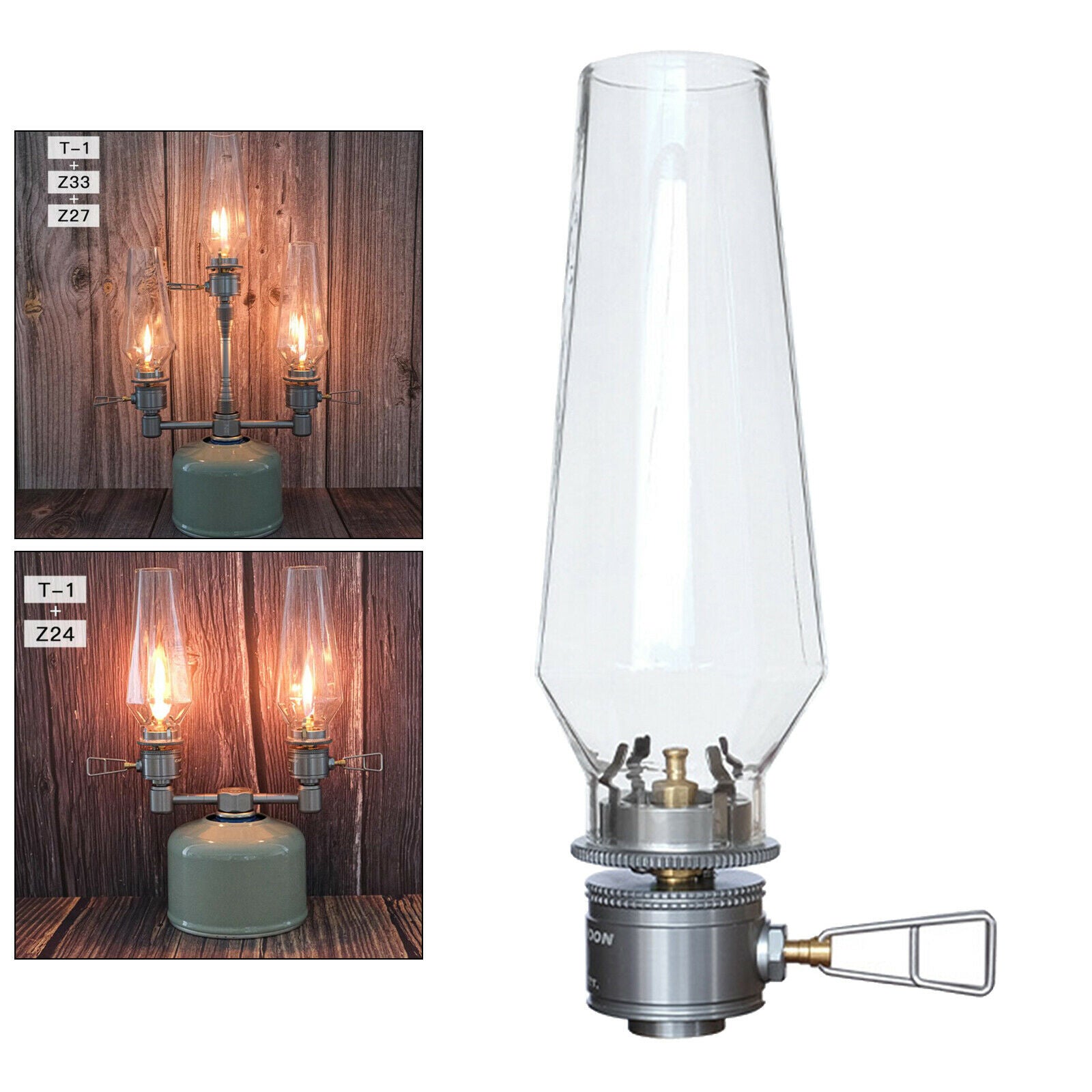 Outdoor Gas Lantern Candle Lamp Light for Camping Backpacking Glass Mantle