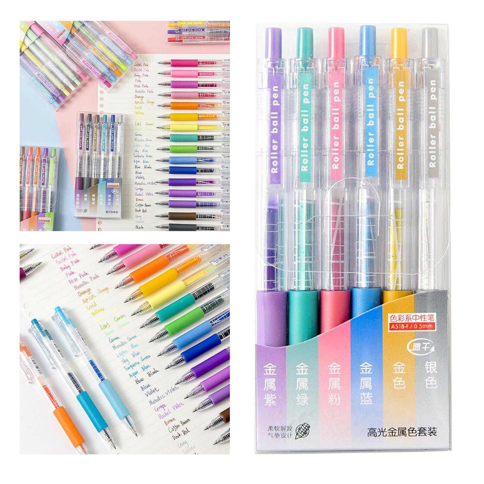 6PCS Gel Pens Set for Glitter Coloring Books Writing Drawing  Metallic Ink