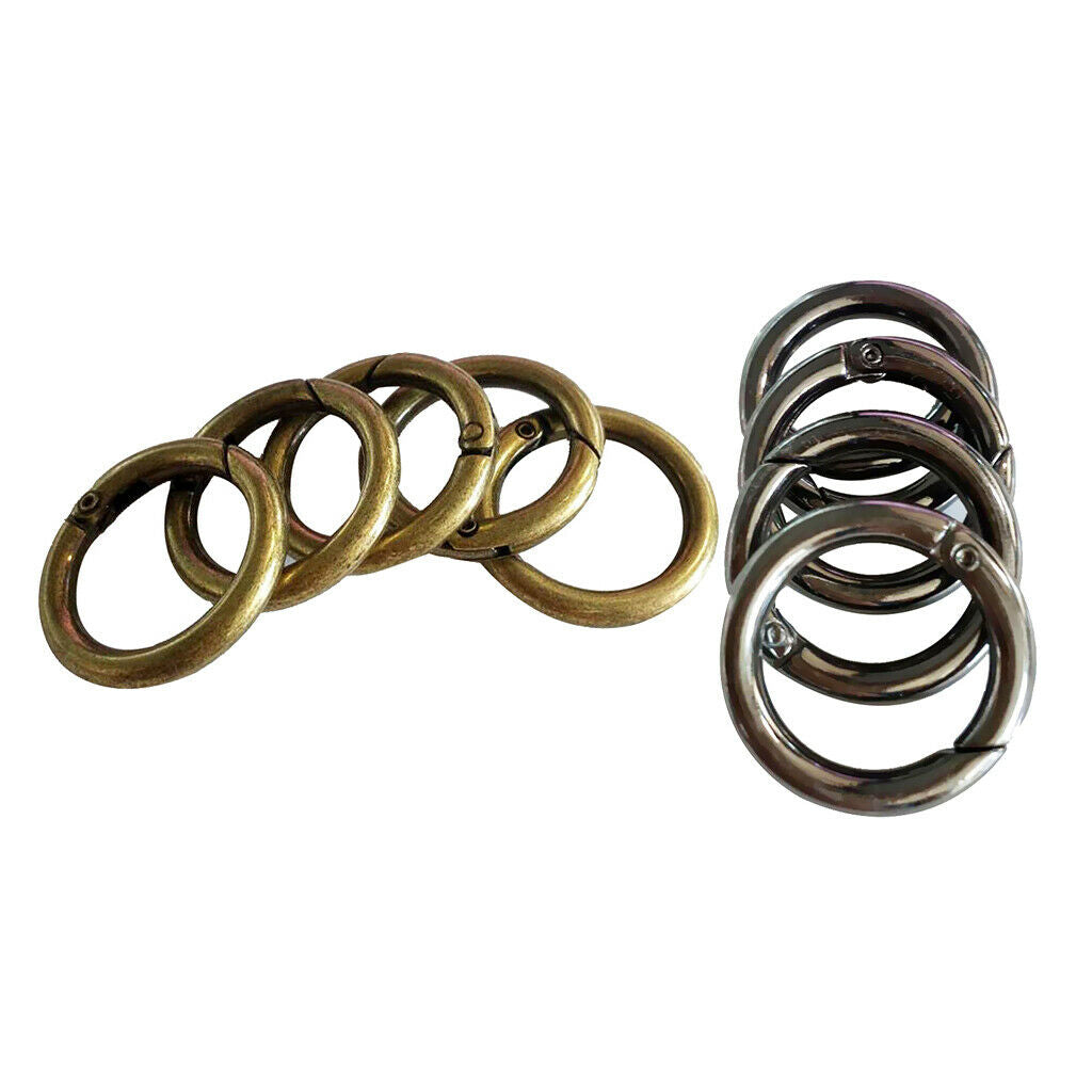 10Pcs Alloy Round Push Gate Snap Open Hooks Spring  Carabiner Camping