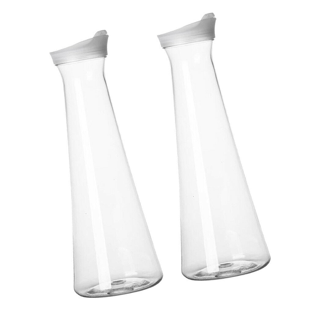2 Pcs Acrylic Cold Water Pitchers Jug Jar with Lid 1500ml(50oz) Narrow Neck
