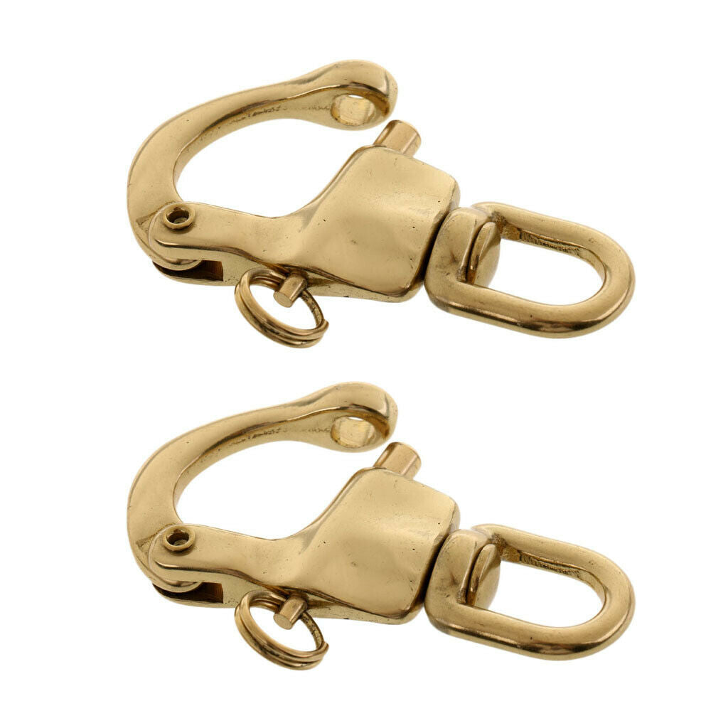 2 Pcs Stainless Steel Carabiner Accessories Marine Boat Kayak - Golden