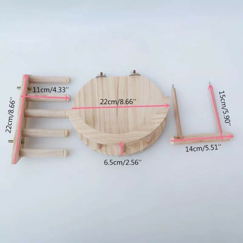 Hamster Wooden Platform Small Pet Cage Fence Play Stand Climbing Ladder SwinH4B6