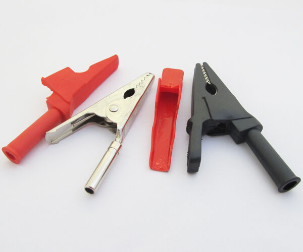 20pcs(10pairs)Alligator Clip to Banana Jack Insulate Clamp Adapter Red Black 4mm