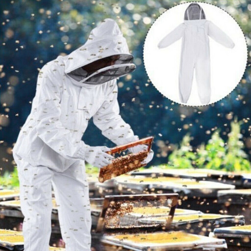 Professional Beekeeper Suit Beekeeping All Body Safe Veil Hat XXL White New