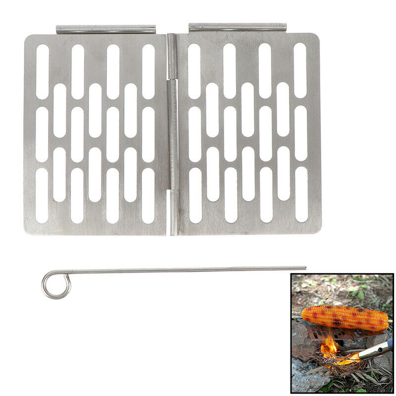Folding Grill Plate Portable BBQ Stainless Steel Mini Shelf Outdoor Picni.l8