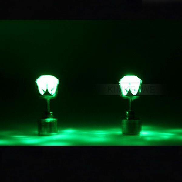 1 Pair Green Color Light Up Led Earrings New