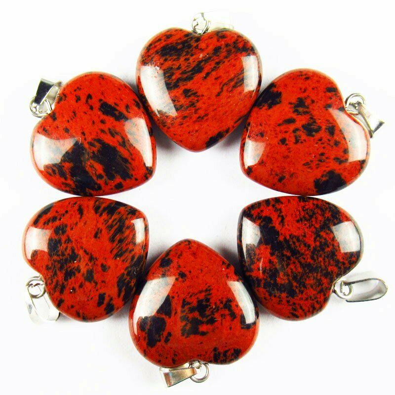 10pcs 20x20x6mm Natural Mahogany Obsidian Heart Pendant (send randomly) A-15SK