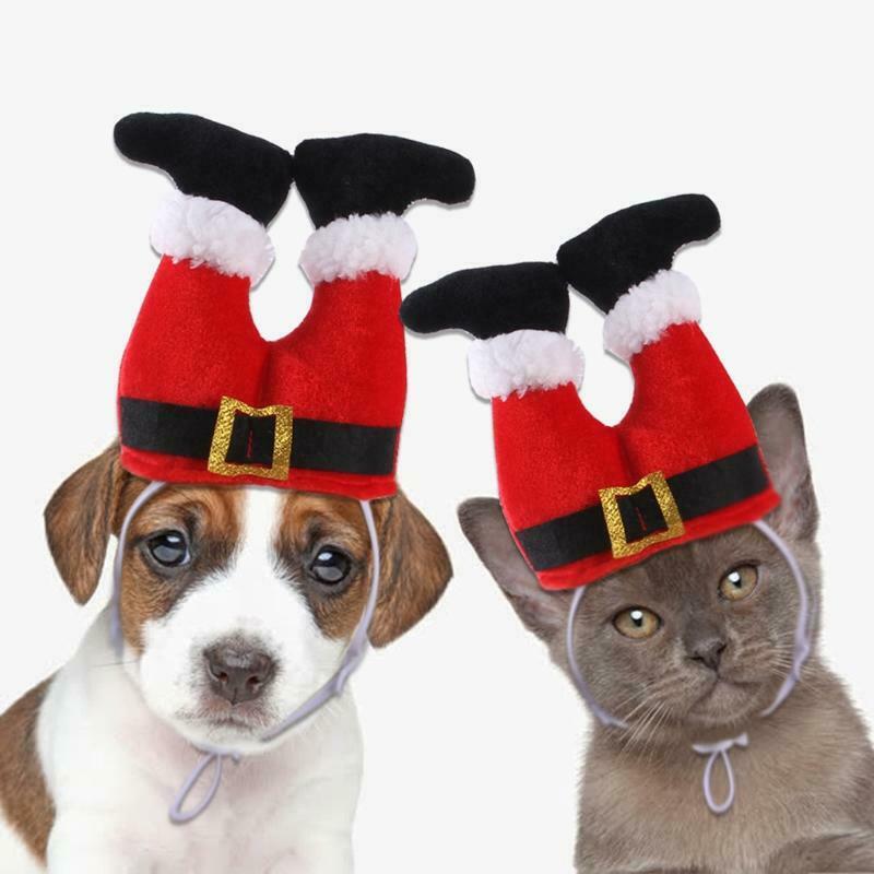 Cat Cap Santa Pants Christmas Headwear Soft Comfortable Novelty Pet Hat for Dogs