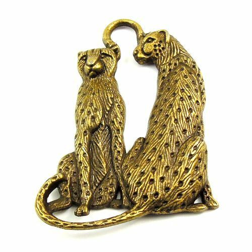 5 pcs Antiqued Bronze Couple Leopards Alloy Pendant DIY Jewelry Charm 65*45*5mm