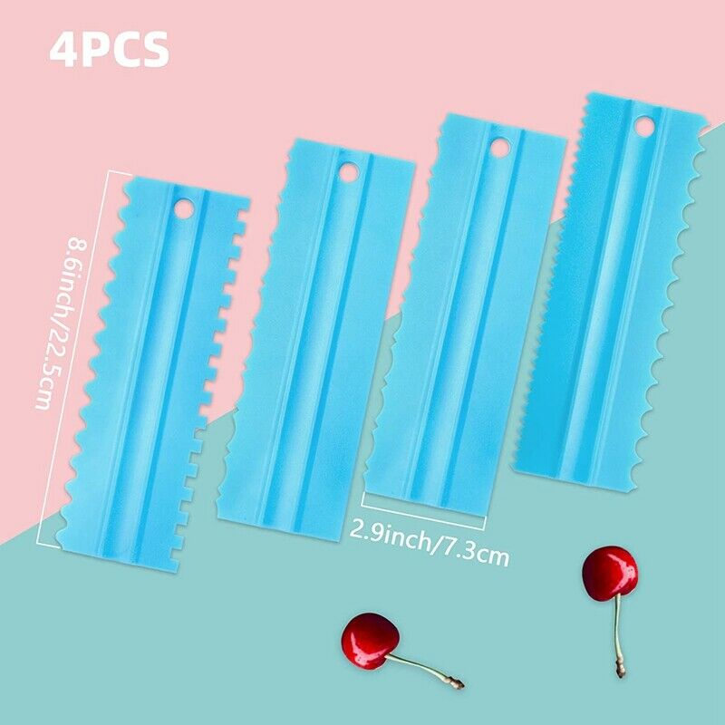Cake Scraper Plastic Sawtooth Cake Scraper Set Decorating Comb & Icing SmootS2M7