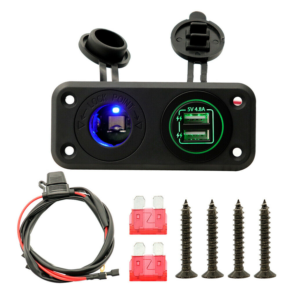 Dual USB Socket Panel With Screws Waterproof Power Socket Adapter Kit