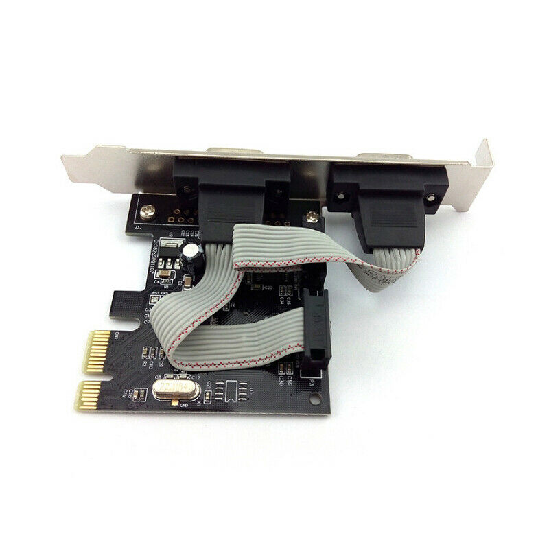 For Windows 7 Dual RS232 9 PIN Ports Serial PCI E Express Expansion Card Adapter