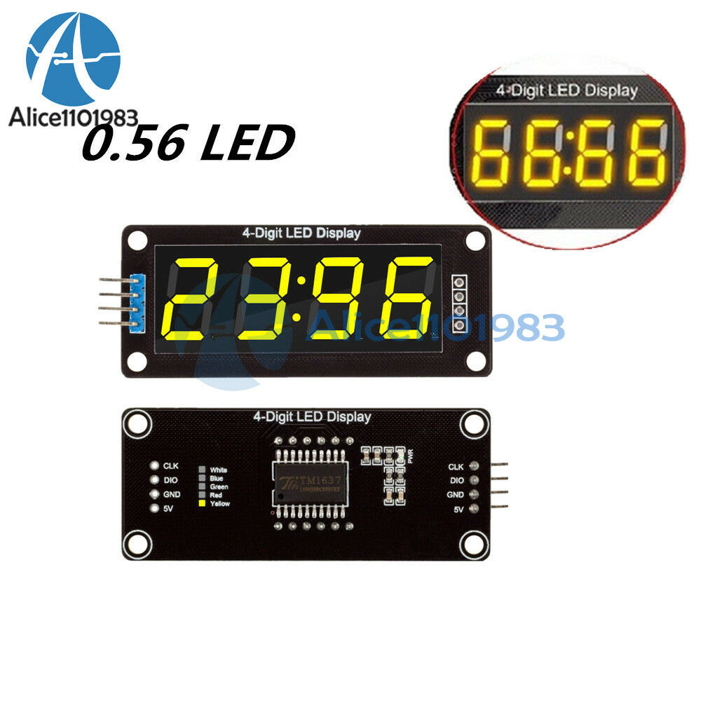 Yellow 0.56" inch TM1637 4-Bits Digital LED Clock Tube Display for Arduino