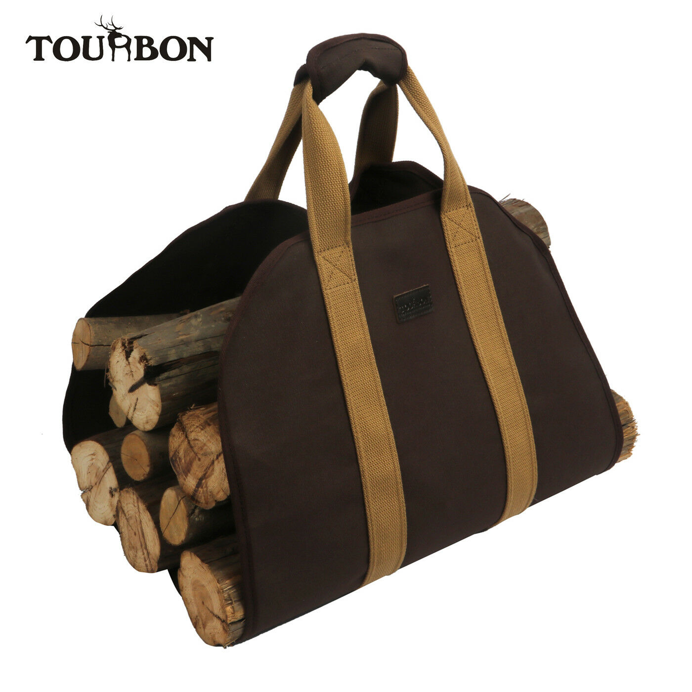 Tourbon 12oz Canvas Wood Carry Bag Firewood Log Carrier Tote Bag Outdoor Camping