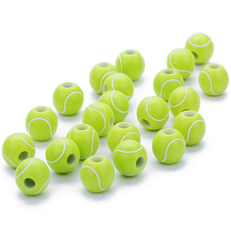 100pcs 12mm Tennis Ball Beads Spacer Beading Acrylic Round Beads Jewelry Making