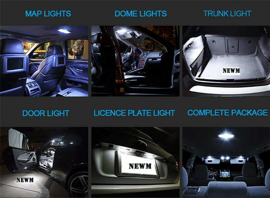 13X Car Xenon White LED Canbus error free Bulb Interior Package Kit plug & play