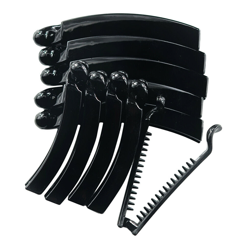 10pc 8cm 10cm Plain Banana Hair Clip Banana Ponytail Comb Clip Black Hairpin