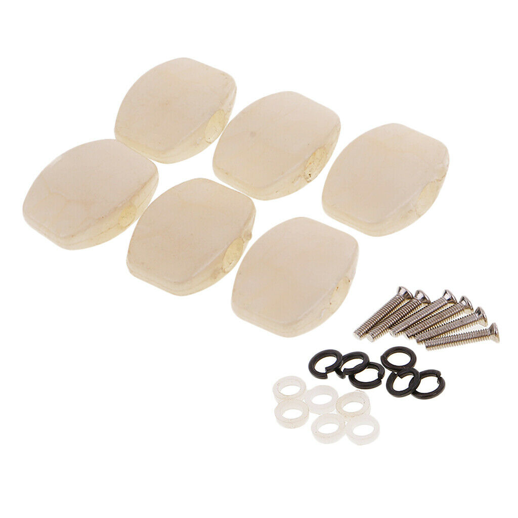 6 pieces plastic acoustic / electric guitar tuner tuning peg button white