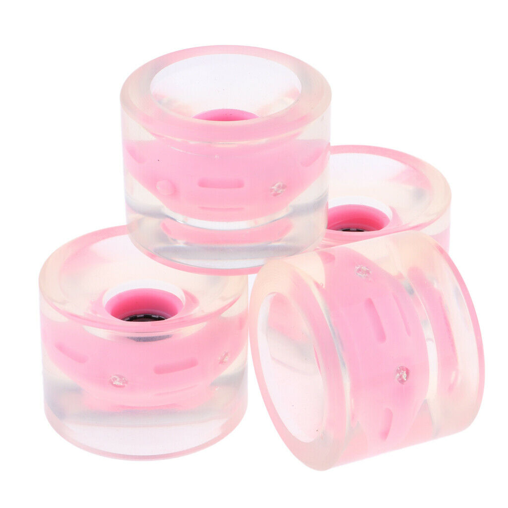 2X 4pcs 70mm Light Up Skateboard Longboard Wheels Glow at Night 78A Pink