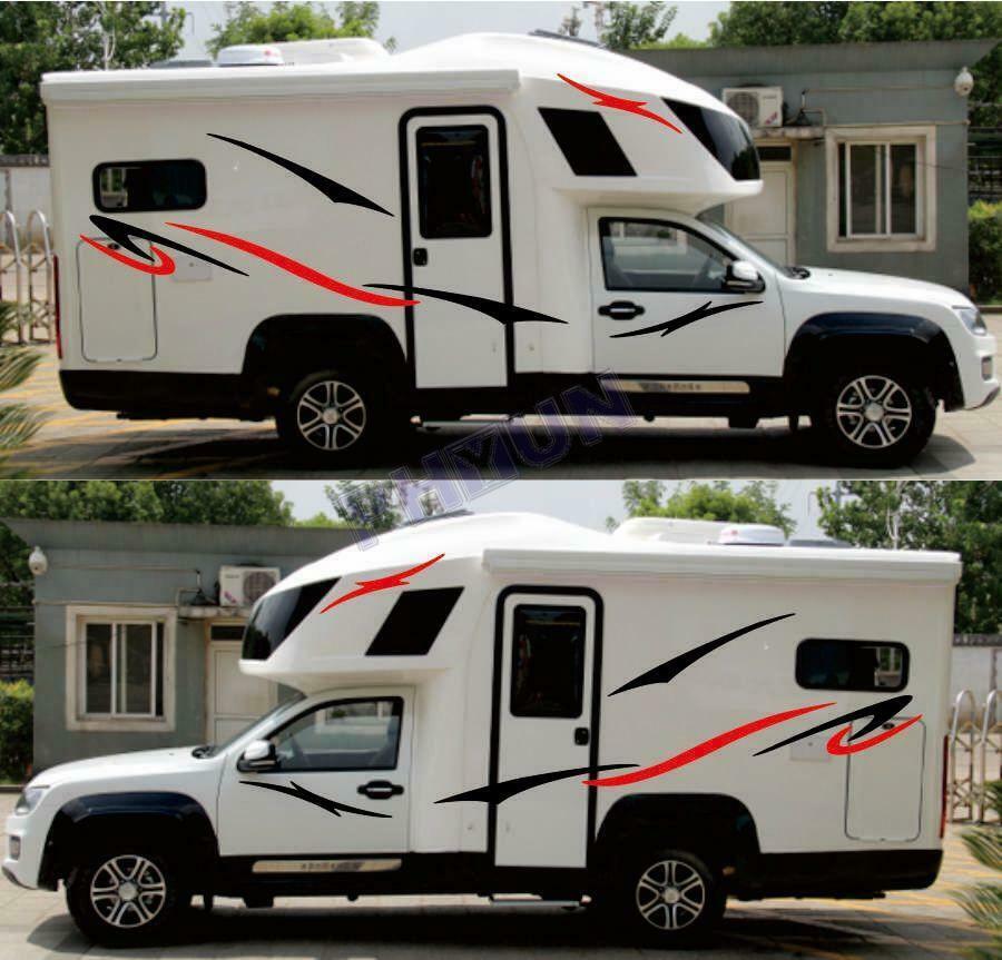 For Caravan Travel Trailer Camper Van Stripes Graphics Two Side Vinyl Stickers