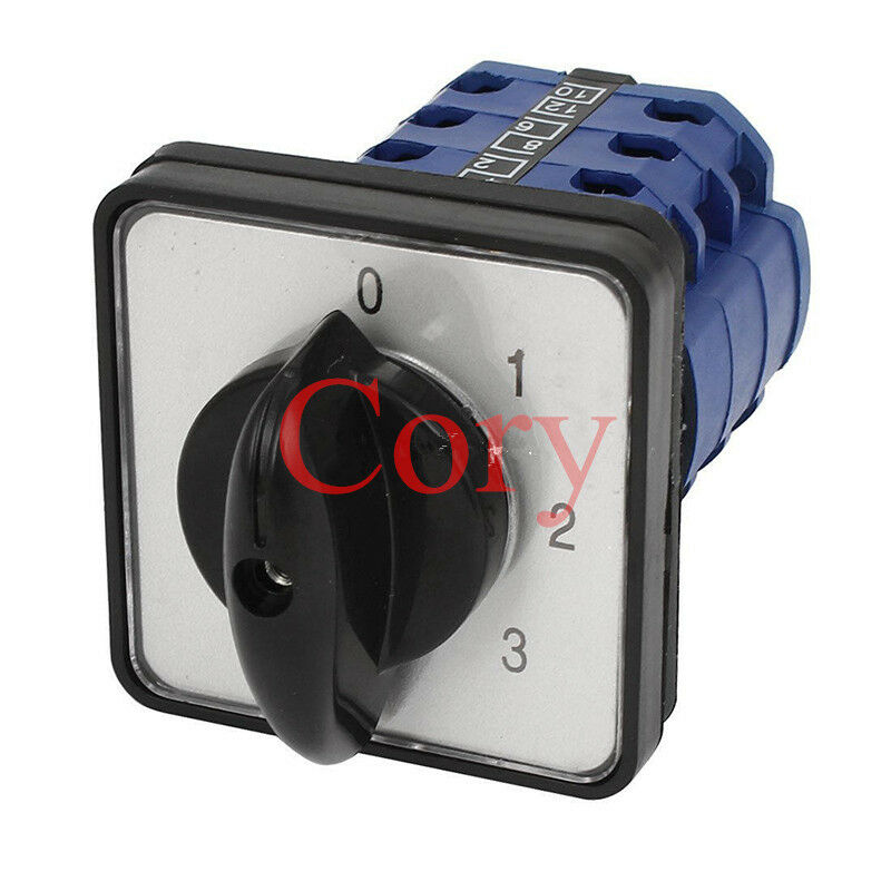 1PC Rotary Select Cam Changeover Switch 4 Positions (0-1-2-3) 12 Terminals 20A