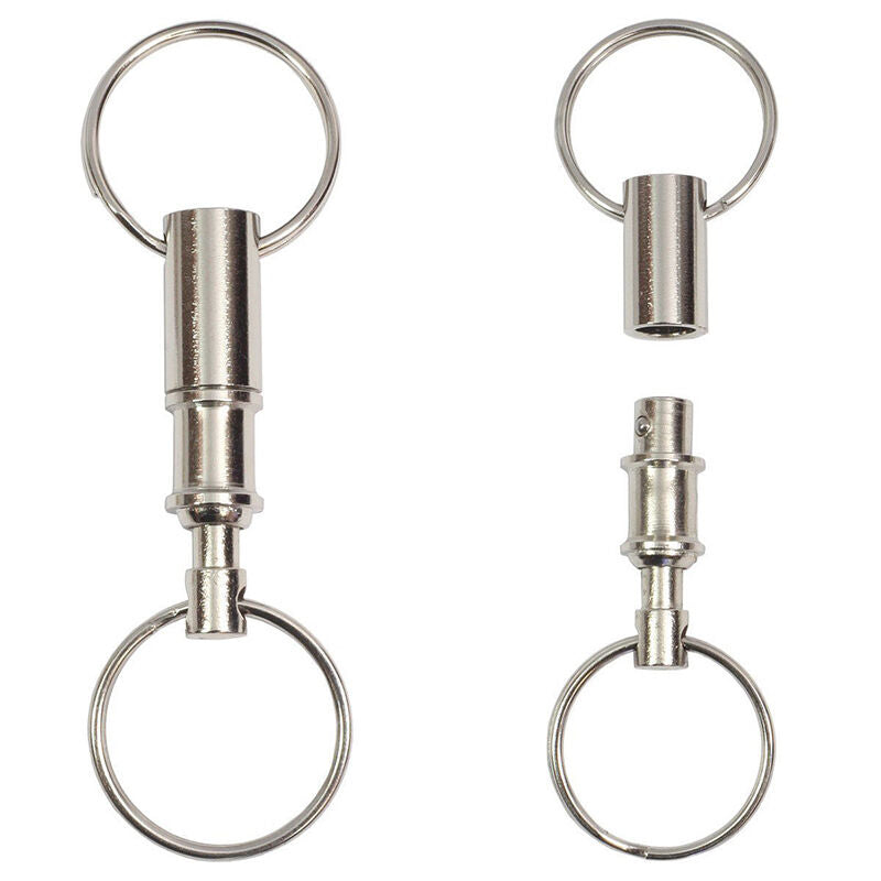 2X Detachable Heavy Duty Dual Key Ring Safety Key Chain Pull Apart Snap HcJCBDD