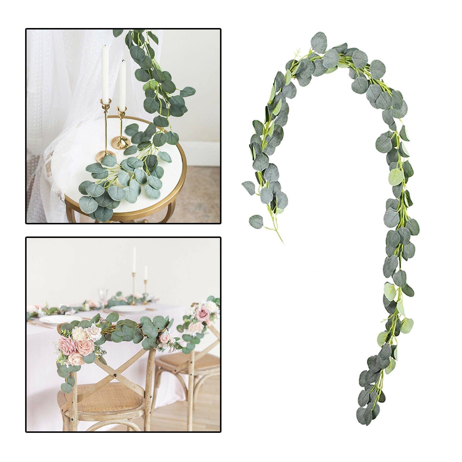 Faux Eucalyptus Garland Silk Vines Foliage Spring Party Wall Doorway Decors