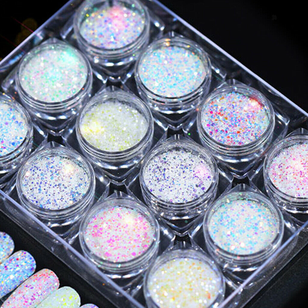 Set of 12 NEW UV Gel Dust Powder Colorful Decor Set Kits Crafts Style-02