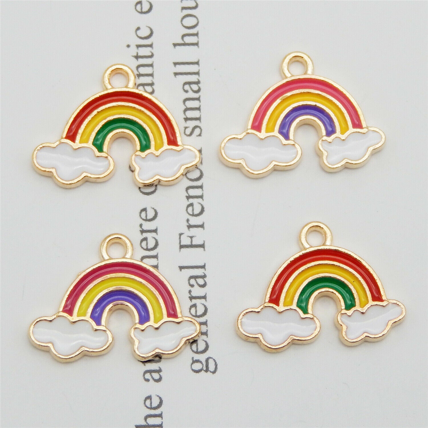 20pcs Enamel Plated Mixed Assorted Rainbow Cloud Pendant Charms Jewelry Findings