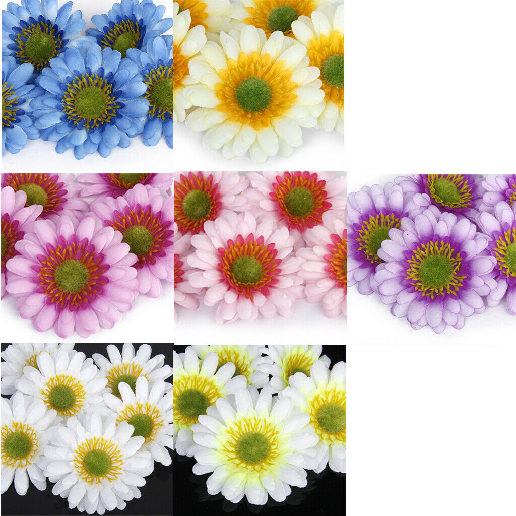 10Pcs 3.15" Artificial Gerbera Daisy Silk Flowers Heads for DIY Wedding