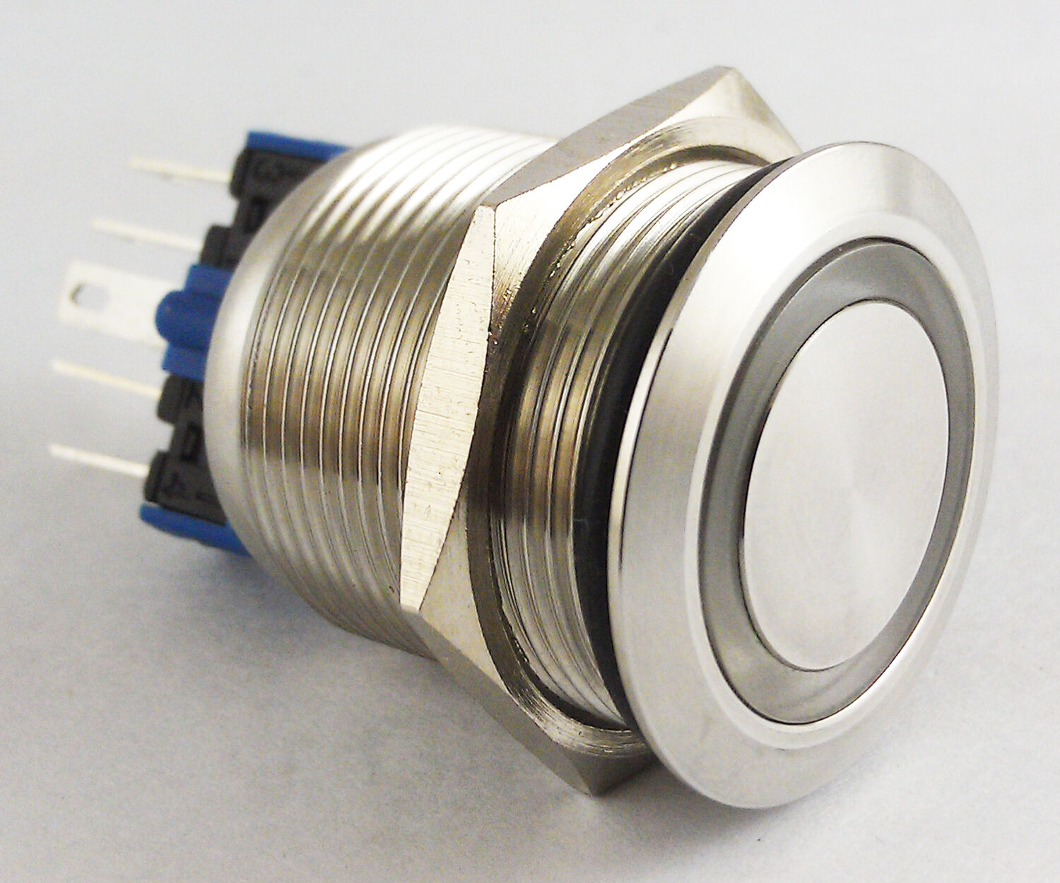 1pc Metal Flat Ring LED Push Button Waterproof Self-Locking Switch  22mm QN22-A1