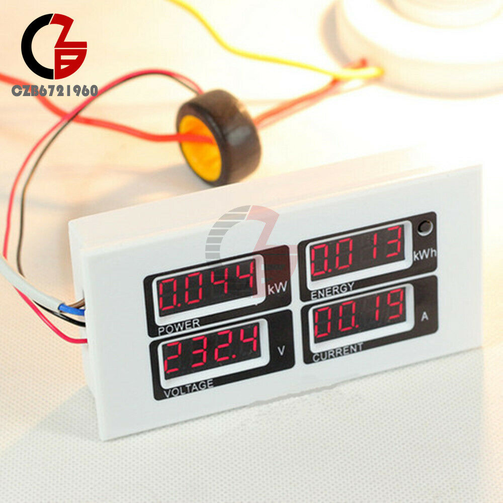 100A AC 80-260V Digital LED Volt AMP Power Meter KWh Time Watt Voltmeter Ammeter