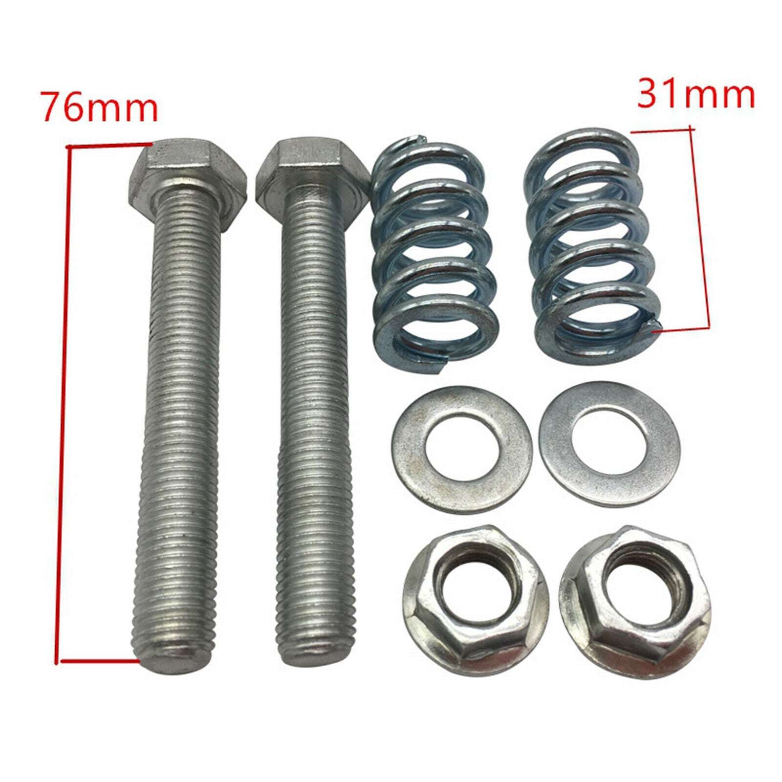 2Pcs M10x1.25 Exhaust Bolt and Spring Nut Hardware Kit Repair Replacement