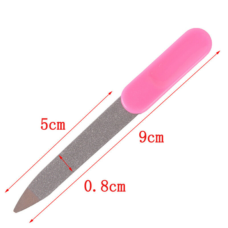 5pcs Plastic Handle Metal Double Sided Nail Files Manicure Pedicure Tool RGJCDD