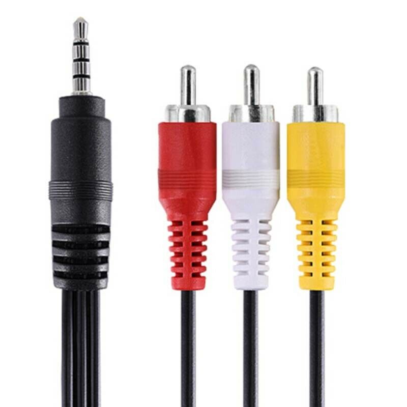3.5mm Jack to 3 RCA Phono Lead Video/Audio/AV Cable For Canon/Sony/JVC Camcorder