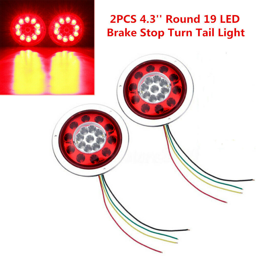 2PCS 4.3'' 19 LED Truck Trailer Lorry Tail Light Turn Signal Brake Stop Light